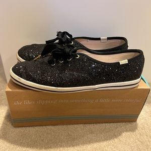 Kate Spade Black Glitter Keds Sneakers 8.5